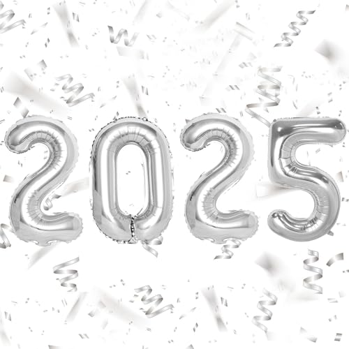 KOBOKO Silvester Deko 2025 Luftballon Set - Happy New Year Folienballon, 32 Zoll Silber Luftballons für Neujahr Party KOBOKO Silvester Deko 2025 Luftballon Set - Happy New Year Folienballon, 32 Zoll Silber Luftballons für Neujahr Party von Koboko