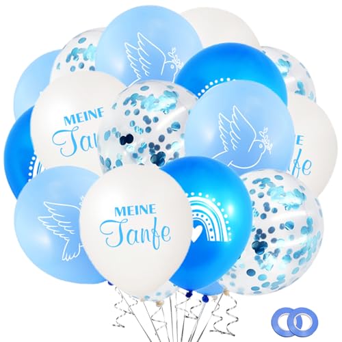 KOBOKO Taufe Deko Junge Blau, 24 Stück Deko Taufe Junge Taufe Luftballon, 12 Zoll Taufdeko Junge Taube Regenbogen Muster Ballons, Kommunion Deko Blau Taufe Ballon, Tauf Deko Luftballons Weiß KOBOKO Taufe Deko Junge Blau, 24 Stück Deko Taufe Junge Taufe Luftballon, 12 Zoll Taufdeko Junge Taube Regenbogen Muster Ballons, Kommunion Deko Blau Taufe Ballon, Tauf Deko Luftballons Weiß von Koboko