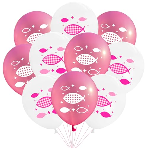 KOBOKO Taufe Deko Luftballons Rosa, 20 Stk Deko Taufe Mädchen Kommunion Luftballon, Taufdeko Fish Muster Taufe Helium Ballons, Fisch Deko Taufe Ballon für Babyparty,Kommunion,Babyshower Party Deko KOBOKO Taufe Deko Luftballons Rosa, 20 Stk Deko Taufe Mädchen Kommunion Luftballon, Taufdeko Fish Muster Taufe Helium Ballons, Fisch Deko Taufe Ballon für Babyparty,Kommunion,Babyshower Party Deko von Koboko