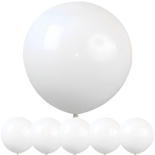 KOBOKO Weisse Luftballons Groß, 5 Stk 36 Zoll Riesen Luftballons Weiß, 91 cm XXL Luftballon Pastell Weiß Party Deko, Riesenballon Weiss Hochzeitsdeko, Große Weiße Ballons für Geburtstag Hochzeit Deko KOBOKO Weisse Luftballons Groß, 5 Stk 36 Zoll Riesen Luftballons Weiß, 91 cm XXL Luftballon Pastell Weiß Party Deko, Riesenballon Weiss Hochzeitsdeko, Große Weiße Ballons für Geburtstag Hochzeit Deko von Koboko