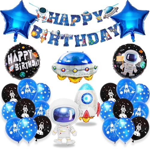 KOBOKO Weltraum Kindergeburtstag Deko Junge Set, Weltraum Deko Astronaut Folienballons, Luftballons Weltraum Geburtstag Party Deko, Rakete Luftballon Geburtstagsdeko Jungen mit Happy Birthday Girland KOBOKO Weltraum Kindergeburtstag Deko Junge Set, Weltraum Deko Astronaut Folienballons, Luftballons Weltraum Geburtstag Party Deko, Rakete Luftballon Geburtstagsdeko Jungen mit Happy Birthday Girland von Koboko