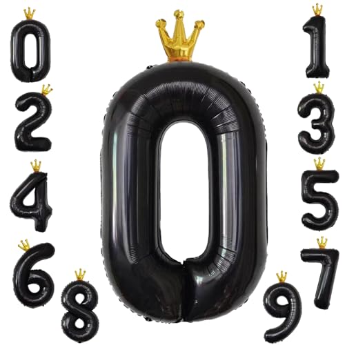 KOBOKO Zahlen Luftballon 0, 40 Zoll Zahl 0 Ballon Geburtstag, Riesen Folienballon 0 Zahlenballon, Schwarz Luftballons Geburtstag, Krone Helium Ballons für Mädchen Junge Geburtstag Jahrestag Party Deko KOBOKO Zahlen Luftballon 0, 40 Zoll Zahl 0 Ballon Geburtstag, Riesen Folienballon 0 Zahlenballon, Schwarz Luftballons Geburtstag, Krone Helium Ballons für Mädchen Junge Geburtstag Jahrestag Party Deko von Koboko