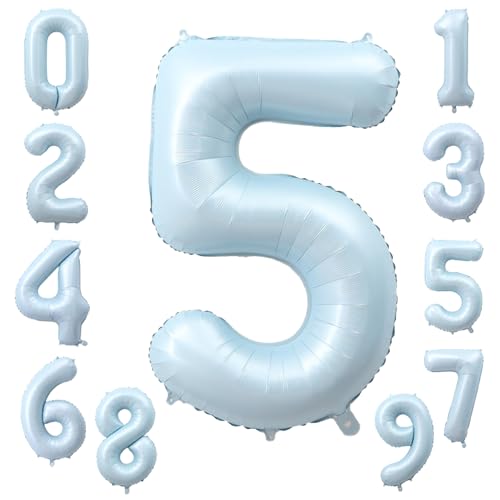 KOBOKO Zahlen Luftballon 5 Blau, 40 Zoll XXL Folienballon 5 Geburtstag, Zahl 5 Pastell Blau Ballon 5 Jahre Junge, Helium Ballons 5 Geburtstagsdeko Jungen, Luftballons Zahl 5 für Geburtstag Party Deko KOBOKO Zahlen Luftballon 5 Blau, 40 Zoll XXL Folienballon 5 Geburtstag, Zahl 5 Pastell Blau Ballon 5 Jahre Junge, Helium Ballons 5 Geburtstagsdeko Jungen, Luftballons Zahl 5 für Geburtstag Party Deko von Koboko