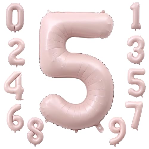 KOBOKO Zahlen Luftballon 5 Rosa, 40 Zoll XXL Folienballon 5, Pastell Rosa Ballon 5 Geburtstag Mädchen, Helium Ballons Geburtstagsdeko Mädchen 5 Jahre, Luftballons Pink Zahl 5 für Geburtstag Party Deko KOBOKO Zahlen Luftballon 5 Rosa, 40 Zoll XXL Folienballon 5, Pastell Rosa Ballon 5 Geburtstag Mädchen, Helium Ballons Geburtstagsdeko Mädchen 5 Jahre, Luftballons Pink Zahl 5 für Geburtstag Party Deko von Koboko