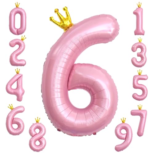 KOBOKO Zahlen Luftballon 6 Rosa, 40 Zoll Riesen Folienballon 6, Helium Ballons Geburtstag Mädchen 6 Jahre, Rosa Zahlenballon 6 Geburtstagsdeko, Ballon 6 mit Krone für 6. Geburtstag Mädchen Party Deko KOBOKO Zahlen Luftballon 6 Rosa, 40 Zoll Riesen Folienballon 6, Helium Ballons Geburtstag Mädchen 6 Jahre, Rosa Zahlenballon 6 Geburtstagsdeko, Ballon 6 mit Krone für 6. Geburtstag Mädchen Party Deko von Koboko