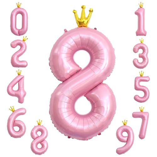 KOBOKO Zahlen Luftballon 8 Rosa, 40 Zoll Riesen Folienballon 8, Zahl 8 Ballon 8. Geburtstag Mädchen, Luftballons Geburtstag Mädchen 8 Jahre, Rosa Helium Ballons 8 mit Krone für Geburtstag Party Deko KOBOKO Zahlen Luftballon 8 Rosa, 40 Zoll Riesen Folienballon 8, Zahl 8 Ballon 8. Geburtstag Mädchen, Luftballons Geburtstag Mädchen 8 Jahre, Rosa Helium Ballons 8 mit Krone für Geburtstag Party Deko von Koboko