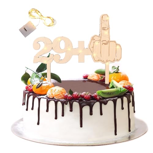 KOBOKO Cake Topper 30. Geburtstag Mit LED Lichterkette, Tortendeko für Frauen Männer, Glitter Kuchendeko, Happy Birthday Deko von Koboko