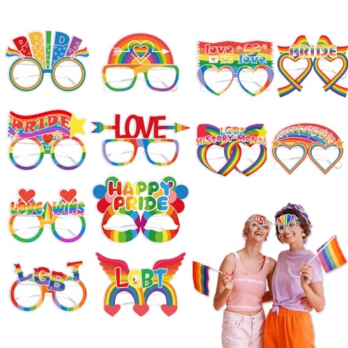 Koboko 12 Stück LGBT Gay Pride Partybrillen, Papier LGBT Partybrillen für Pride Parade Regenbogen Party Kostüm Accessoires, Gay Pride Party Dekorationen, Party-Brille, Foto-Requisiten Koboko 12 Stück LGBT Gay Pride Partybrillen, Papier LGBT Partybrillen für Pride Parade Regenbogen Party Kostüm Accessoires, Gay Pride Party Dekorationen, Party-Brille, Foto-Requisiten von Koboko