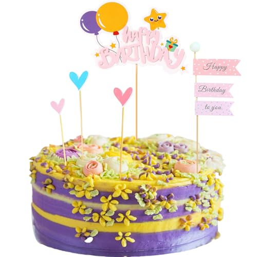 KOBOKO Party Kuchen Dekoration Happy Birthday, Torten Deko Geburtstag, Happy Birthday Kuchen Deko, Herzen Flagge, Cake Topper, für Kinder Junge Mädchen Geburtstag Party KOBOKO Party Kuchen Dekoration Happy Birthday, Torten Deko Geburtstag, Happy Birthday Kuchen Deko, Herzen Flagge, Cake Topper, für Kinder Junge Mädchen Geburtstag Party von Koboko
