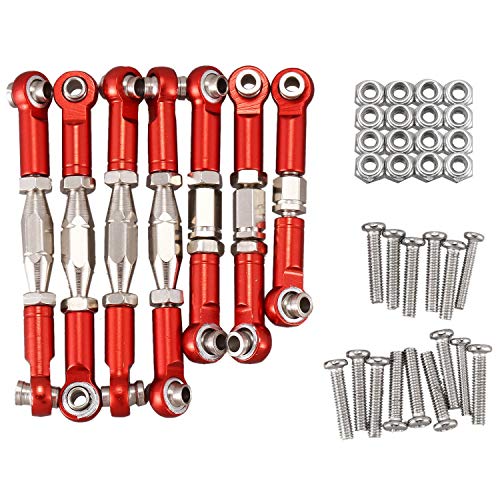 Kochenty für 144001 1/14 RC Auto Teile Metall GestäNge Servo Zug Stange Lenkung Spur Stangen Satz, Rot von Kochenty