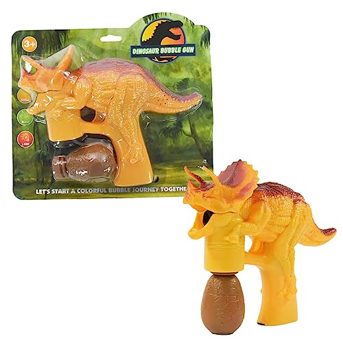 Kögler 50242 - Dinosaurier Seifenblasenpistole für Kinder, Triceratops-Motiv in Orange – Magischer Spielspaß mit Licht und Sound von Kögler
