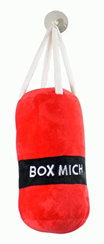 Kögler 75598 - Stress Boxsack, ca. 36,5 x 12 cm, rot-weiß, aus Plüsch mit Saugnapf zum Befestigen, Schlaggeräusche bei Treffern, ideal zum Stress- und Aggressionsabbau von Kögler