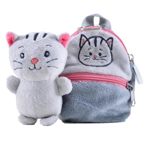 Kögler 75784 - Friends2Go, Plüsch Katze Mai im Plüsch-Rucksack, ca. 12,5 cm groß, niedliches Plüschtier im praktischen Rucksack, Grau von Kögler