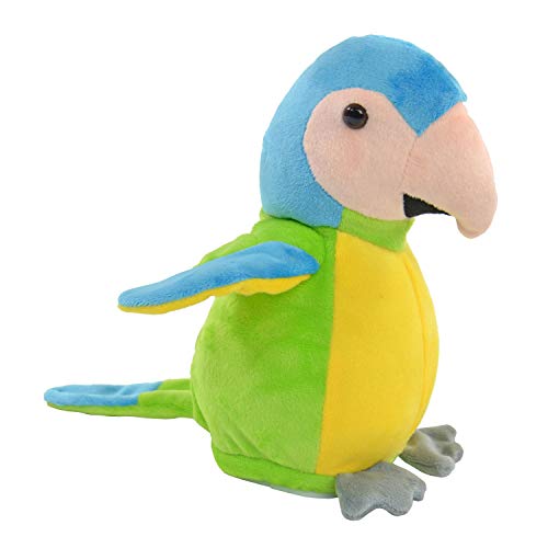 Kögler 75933 - Labertier Papagei Samira, ca. 22,5 cm groß, nachsprechendes Plüschtier mit Wiedergabefunktion, plappert alles witzig nach und bewegt sich, batteriebetrieben von Kögler