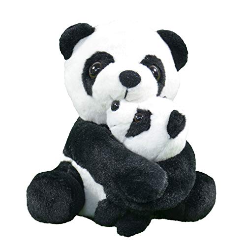 Kögler 75973 - Labertier Panda mit Baby Yuna und Bo, ca. 17 cm groß, nachsprechendes Plüschtier mit Wiedergabefunktion, plappert alles witzig nach und bewegt sich, batteriebetrieben von Kögler