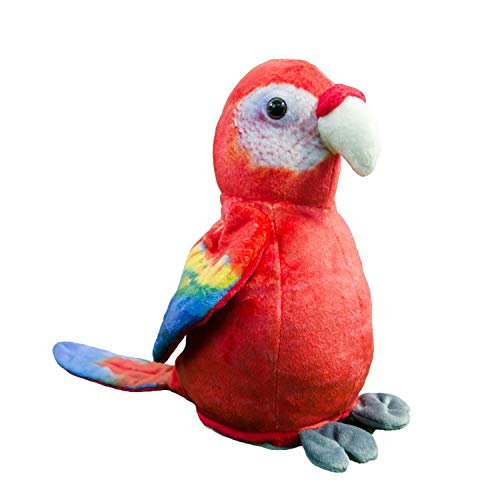 Kögler 75985 - Labertier Papagei Sally, ca. 21 cm groß, nachsprechendes Plüschtier mit Wiedergabefunktion, plappert alles witzig nach und bewegt sich, batteriebetrieben von Kögler