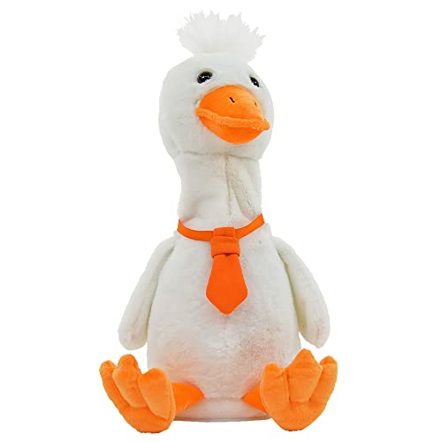 Kögler 75998 - Labertier Gans Donald mit Krawatte, ca. 27 cm groß, nachsprechende Plüschfigur mit Wiedergabefunktion, plappert alles witzig nach und bewegt sich von Kögler