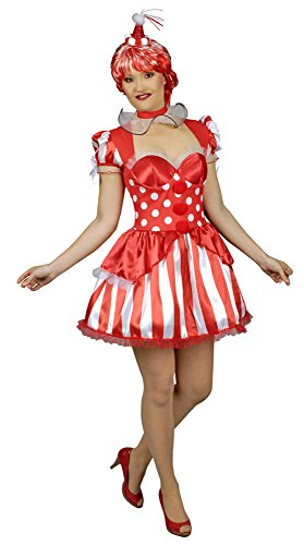 Körner Festartikel Clown Red Kostüm für Damen - Zauberhaftes Zirkus Kleid mit Halskrause und Minihut Gr. 34 von Körner Festartikel