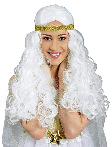 Körner Festartikel Weiße Engelshaar Perücke - Wunderschönes Accessoire zum Kostüm als Engel, Göttin oder gute Fee von Chaks
