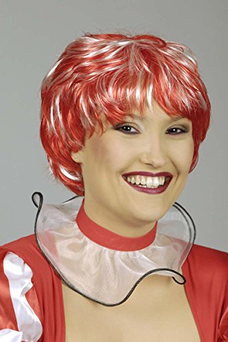 Kurzhaar Perücke Antonia Bubikopf Rot Weiß - Schöne Damen Clown Hippie Bob Perücke Kurzhaar Perücke Antonia Bubikopf Rot Weiß - Schöne Damen Clown Hippie Bob Perücke von Körner Festartikel