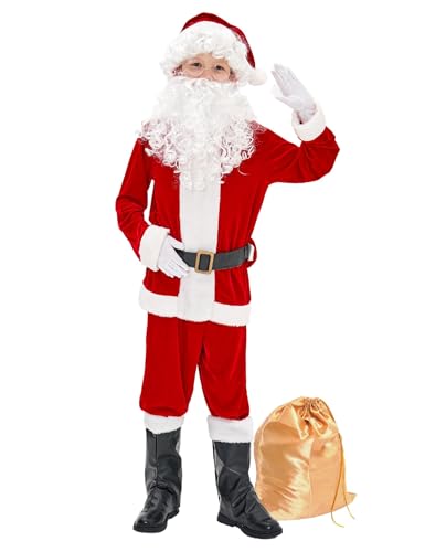 Kofero Weihnachtsmann-Kostüm für Kinder, Weihnachtsmann-Kostüm, 11-teilig, rot, Deluxe, Cosplay, Halloween, Weihnachten Kofero Weihnachtsmann-Kostüm für Kinder, Weihnachtsmann-Kostüm, 11-teilig, rot, Deluxe, Cosplay, Halloween, Weihnachten von Kofero