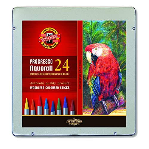 Koh-I-Noor Progresso Woodless Aquarell Buntstifte-Set, 24 Stück von KOH-I-NOOR