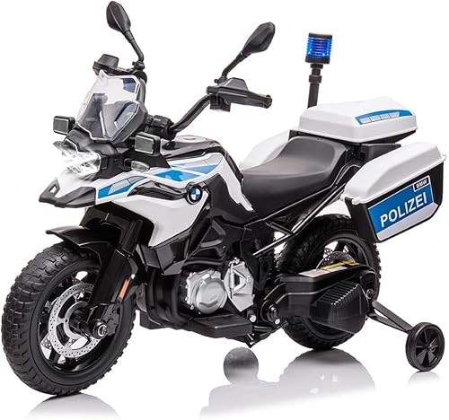 Ride On Polizei Motorrad, 12V 7Ah lizenzierte BMW Kinder-Motorrad für Kleinkinder mit 2 Geschwindigkeiten, LED-Scheinwerfern, Federung, MP3, Musik und Stützrädern Ride On Polizei Motorrad, 12V 7Ah lizenzierte BMW Kinder-Motorrad für Kleinkinder mit 2 Geschwindigkeiten, LED-Scheinwerfern, Federung, MP3, Musik und Stützrädern von Koioplie
