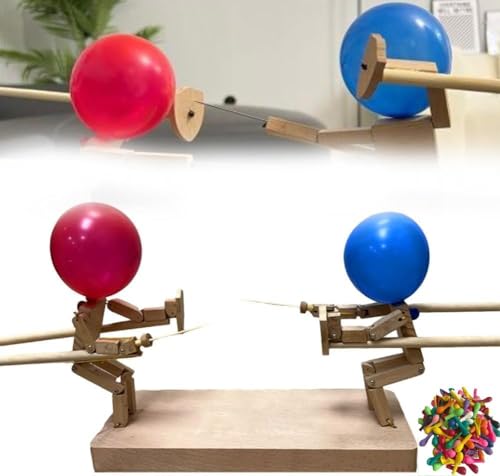 Kolarmo Balloon Bamboo Man Battle, Holz-Bots-Kampfspiel für 2 Spieler, Holzkämpfer mit Ballonkopf, Ballonkampfspiel, 2024 Best Whack A Balloon Battle Game (30 x 5 mm) von Kolarmo