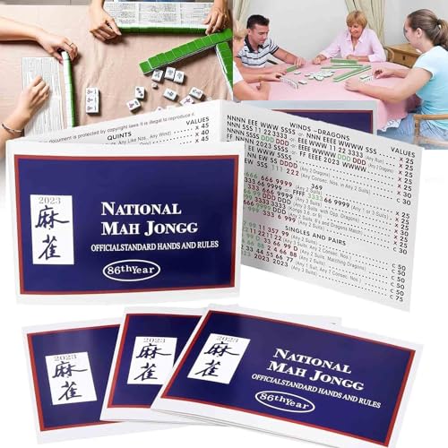 Kolarmo Mahjong-Karten 2024 Großdruck, nationale Mahjong-Karten, offizielle Standardhände und Regeln, Mahjong-Karten 2024, Großdruck, Mahjong-Scorekarte, tragbare Mahjong-Karte 2024 (3 Stück) von Kolarmo