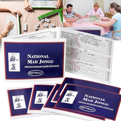 Kolarmo Mahjong-Karten 2024 Großdruck, nationale Mahjong-Karten, offizielle Standardhände und Regeln, Mahjong-Karten 2024, Großdruck, Mahjong-Scorekarte, tragbare Mahjong-Karte 2024 (5 Stück) von Kolarmo