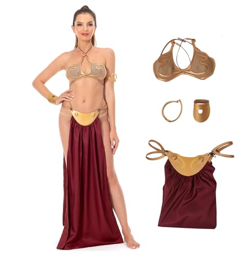 KoleGoe Leia Slave Kostüm Damen Leia Bikini Kostüm Prinzessin Leia Kostüm Halloween Cosplay Outfit von KoleGoe