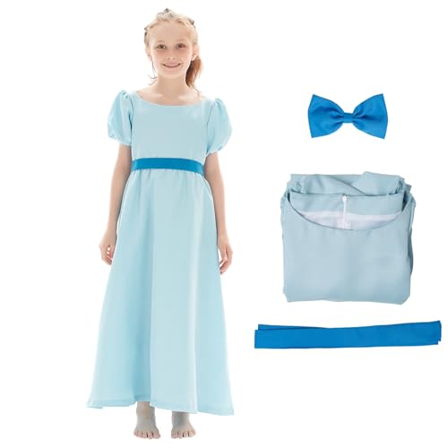 KoleGoe Prinzessinnenkleid für Kinder, Cosplay-Kostüm, Blau mit Gürtel, Schleife, Outfit, Halloween-Set KoleGoe Prinzessinnenkleid für Kinder, Cosplay-Kostüm, Blau mit Gürtel, Schleife, Outfit, Halloween-Set von KoleGoe