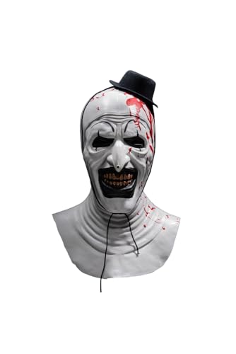 KoleGoe Terrifier Maske Kostüm Kunst der Clown Cosplay der Mörder Clown Maske Kopfbedeckung für Halloween (Einheitsgröße, Schwarz-2) von KoleGoe