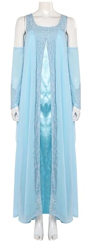 Kolegrial Amidala Kostüm Damen Fasching Cosplay Königin Padme Amidala Blau Ballkleid mit Ärmel für Fancy Dress Up Karneval Halloween Party Geburtstag Maskenball Fest Verkleidung von Kolegrial