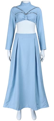 Kolegrial Amidala Kostüm Damen Fasching Cosplay Königin Padme Amidala Blau Kleid für Fancy Dress Up Karneval Halloween Party Geburtstag Maskenball Fest Verkleidung von Kolegrial