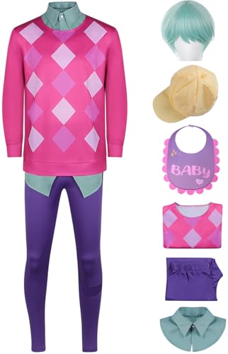 Kolegrial BABY Kostüm Herren Fasching Cosplay Anime Dämon Sajaboys Baby Uniform Set Top Hose Hut Falscher Kragen mit Lätzchen und Perücke für Karneval Halloween Party Maskenball Fest Verkleidung von Kolegrial