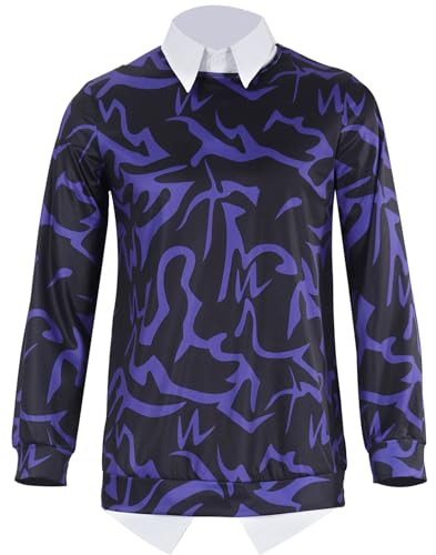 Kolegrial Baby Kostüm Herren Fasching Cosplay KPop Demon Hunters Saja Boys Baby Druck Langarm Pullover mit Fake Kragen für Halloween Karneval Party Maskerade Fest Verkleidung von Kolegrial