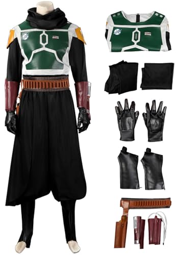Kolegrial Boba Fett Kostüm Herren Fasching Cosplay Star Mandalorian Boba Fett Deluxe Komplett Kampfuniformen mit Zubehör Set für Karneval Halloween Party Geburtstag Maskenball Fest Verkleidung von Kolegrial
