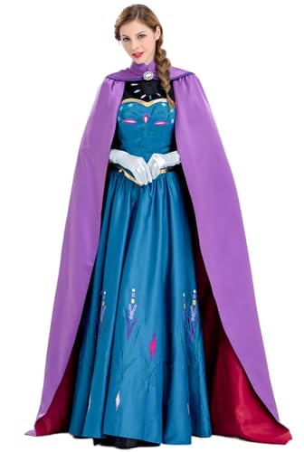 Kolegrial Damen ANNA Kostüm Fasching Cosplay Eiskönigin Prinzessin Anna Bodenlang Kleider mit Umhang und Perücken Weihnachten Karneval Halloween Geburtstag Party Fest Elsa Kostüm Verkleidung Kolegrial Damen ANNA Kostüm Fasching Cosplay Eiskönigin Prinzessin Anna Bodenlang Kleider mit Umhang und Perücken Weihnachten Karneval Halloween Geburtstag Party Fest Elsa Kostüm Verkleidung von Kolegrial
