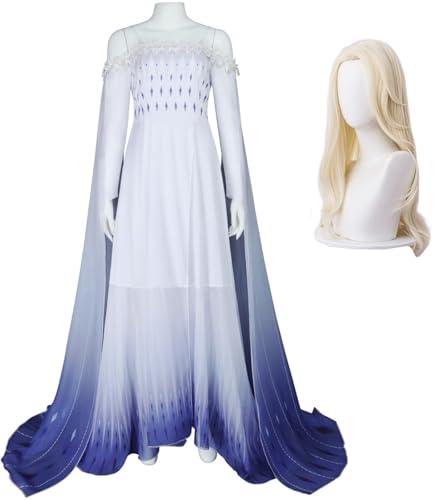 Kolegrial Damen ELSA Eiskönigin 2 Kostüm, Bodenlang Elsa Kleider und Perücken Weihnachten Karneval Halloween Party Fest Elsa Kostüm Verkleidung, Weiß Kolegrial Damen ELSA Eiskönigin 2 Kostüm, Bodenlang Elsa Kleider und Perücken Weihnachten Karneval Halloween Party Fest Elsa Kostüm Verkleidung, Weiß von Kolegrial