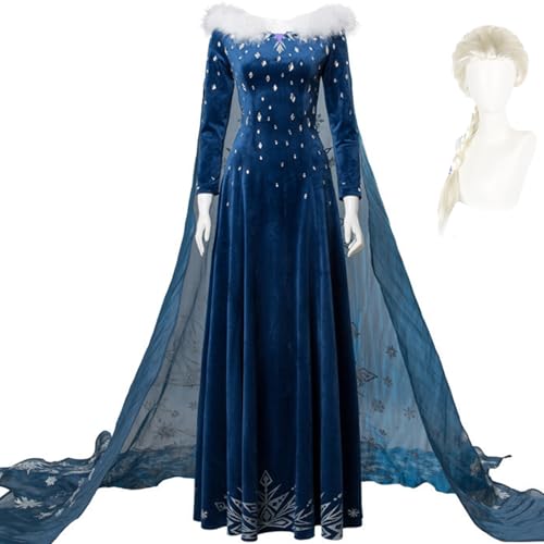 Kolegrial Damen ELSA Olaf Adventure Kostüm Bodenlang Samt ELSA Kleider mit Umhang und Perücken Weihnachten Karneval Halloween Geburtstag Party Fest ELSA Kostüm Verkleidung, Blau Kolegrial Damen ELSA Olaf Adventure Kostüm Bodenlang Samt ELSA Kleider mit Umhang und Perücken Weihnachten Karneval Halloween Geburtstag Party Fest ELSA Kostüm Verkleidung, Blau von Kolegrial