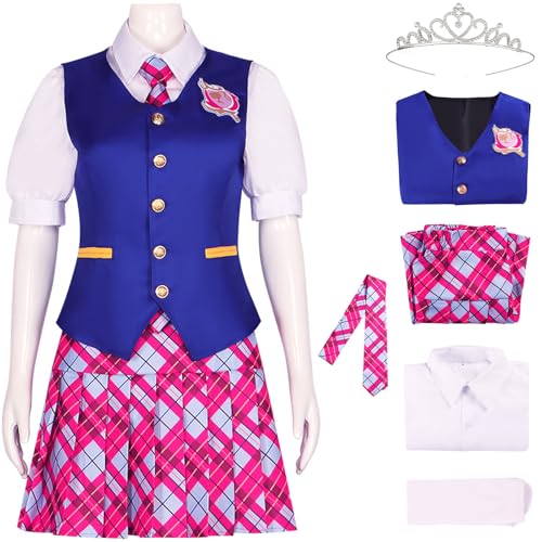 Kolegrial Delancey Kostüm Damen Fasching Cosplay Prinzessin Academy Schuluniform Weste Hemd Rock Krawatte Socken Krone für Weihnachten Karneval Halloween Party Maskenball Fest Ballkleid Verkleidung von Kolegrial