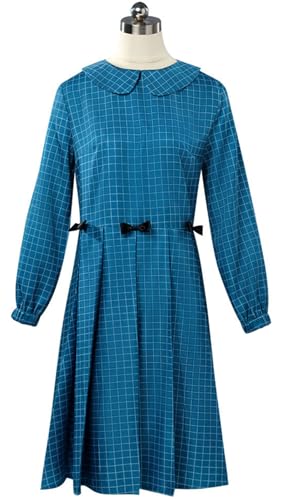 Kolegrial Esther Kostüm Damen Cosplay Horrorfilm Orphan Esther Outfit Langarm Kariert Kleider für Fancy Dress Up Karneval Halloween Party Maskenball Fest Verkleidung von Kolegrial