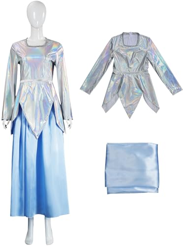 Kolegrial Fairy Godmother‌ Kostüm Damen Fasching Cosplay Aschenputtel Fairy Godmother‌ Outfit Top und Rock für Weihnachten Karneval Halloween Party Geburtstag Maskenball Fest Ballkleid Verkleidung von Kolegrial