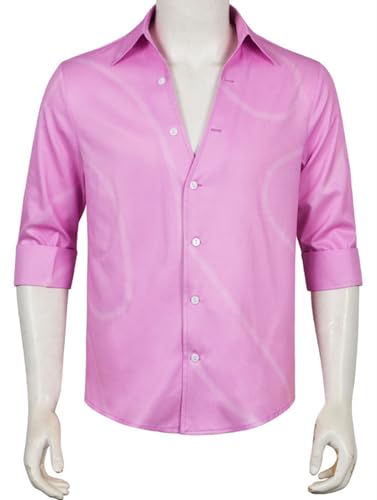 Kolegrial Jinu Kostüm Herren Fasching Cosplay KPop Demon Hunters Saja Boys Mystery Outfit Rosa Langarm Hemd für Halloween Karneval Party Maskerade Fest Verkleidung von Kolegrial
