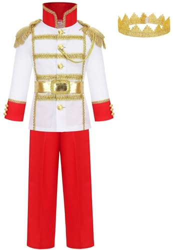 Kolegrial Jungen Prince Florian Kostüm Fasching Cosplay Schneewittchen Prinz Florian Outfit Set mit Krone für Weihnachten Karneval Halloween Party Geburtstag Maskenball Fest Verkleidung, 3-12 Jahre von Kolegrial