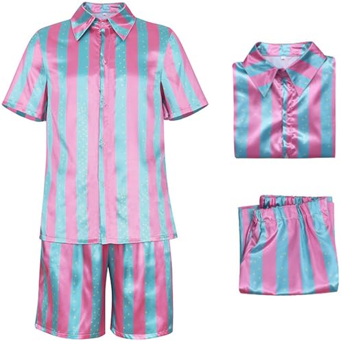 Kolegrial Ken Kostüm Herren Cosplay Rosa Männliche Puppe Ken Casual Strandbekleidung Streifen Drucke Hemd und Hose für Karneval Halloween Fest Hawaii Strand Urlaub Pool Party Verkleidung Kolegrial Ken Kostüm Herren Cosplay Rosa Männliche Puppe Ken Casual Strandbekleidung Streifen Drucke Hemd und Hose für Karneval Halloween Fest Hawaii Strand Urlaub Pool Party Verkleidung von Kolegrial