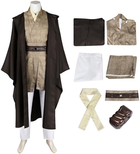 Kolegrial Mace Kostüm Herren Fasching Cosplay Star 2 Mace Windu Komplett Uniform Set mit Zubehör Set Fancy Dress Up für Karneval Halloween Party Geburtstag Maskenball Fest Verkleidung von Kolegrial