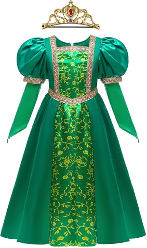 Kolegrial Mädchen Fiona Kostüm Fasching Cosplay Prinzessin Fiona Langarm Abendkleid mit Krone und Perücke Weihnachten Karneval Halloween Party Fest Geburtstag Maskenball Fest Verkleidung, 4-9 Jahre Kolegrial Mädchen Fiona Kostüm Fasching Cosplay Prinzessin Fiona Langarm Abendkleid mit Krone und Perücke Weihnachten Karneval Halloween Party Fest Geburtstag Maskenball Fest Verkleidung, 4-9 Jahre von Kolegrial