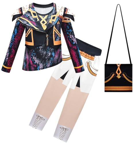Kolegrial Mädchen Anime Dämon Jäger Kostüm Fasching Cosplay Anime Dämon Jäger Rumi Mira Zoey Dance Show Langarm Drucke Jacke und Top Hose Tasche für Kinder Karneval Halloween Party Fest Verkleidung von Kolegrial